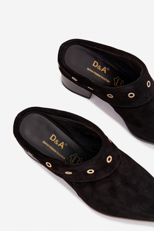 Pantoufles de Suèdes style coÀ-boy Féminin avec des talons D&A CR61-3059 couleur noire