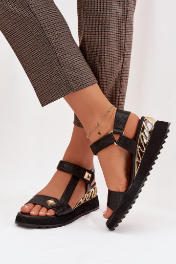 Sandales à plateforme pour femmes D&A CR61-3070 couleur noire