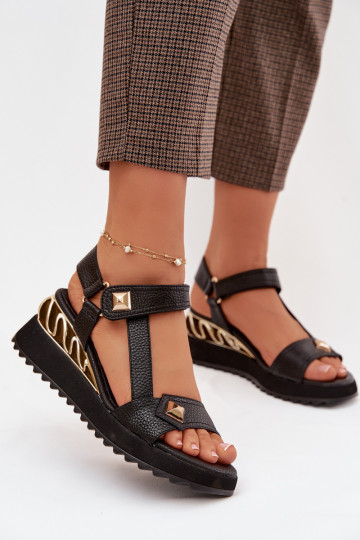 Sandales à plateforme pour femmes D&A CR61-3070 couleur noire 2