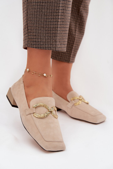mocassins pour femmesActivéturalnego en daimu couleur dorée Detal D&A CR61-3115 beige 2
