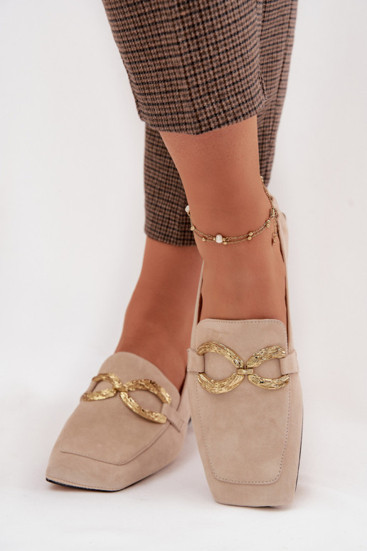 mocassins pour femmesActivéturalnego en daimu couleur dorée Detal D&A CR61-3115 beige