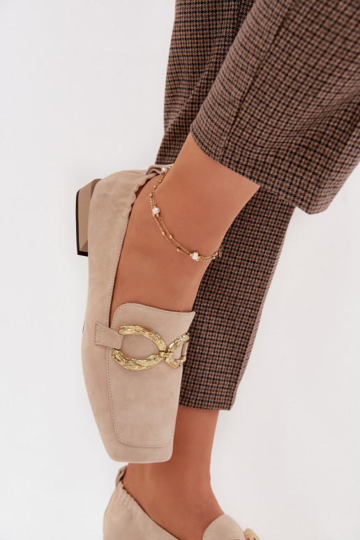 mocassins pour femmesActivéturalnego en daimu couleur dorée Detal D&A CR61-3115 beige