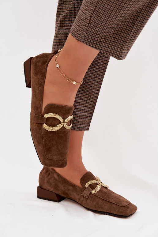 mocassins pour femmesActivéturalnego en daimu couleur dorée Detal D&A CR61-3115 marron