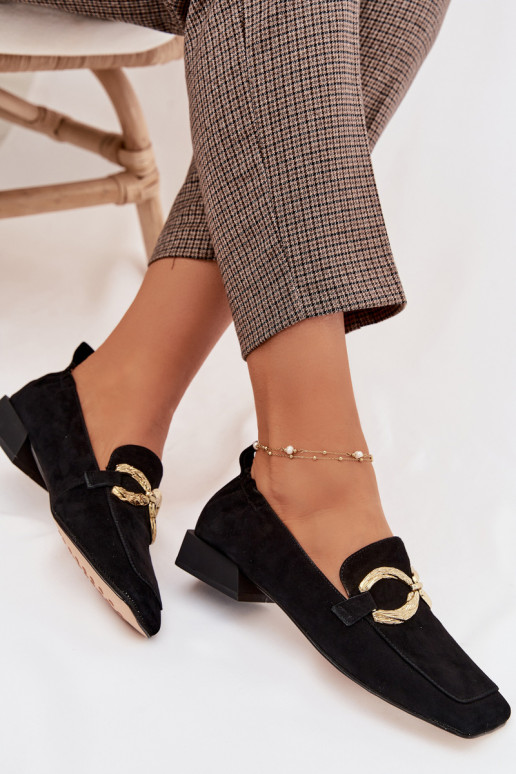 mocassins pour femmesActivéturalnego en daimu couleur dorée Detal D&A CR61-3115 couleur noire