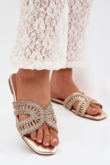 Mules plates pour femmes couleur or Fariella