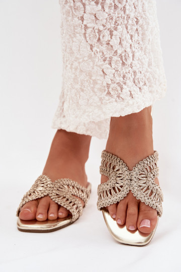 Mules plates pour femmes couleur or Fariella 2