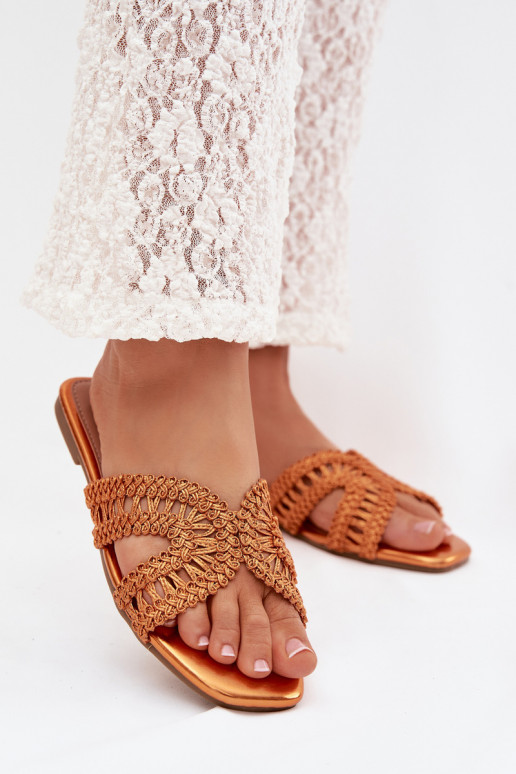 Chaussons Appartement pour femmes couleur orange Fariella