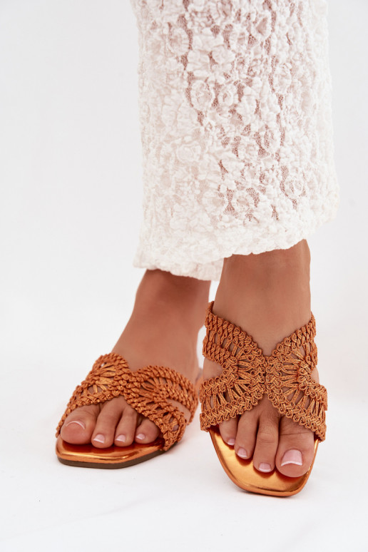 Chaussons Appartement pour femmes couleur orange Fariella