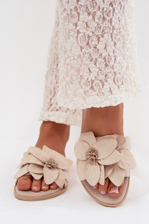 isocèle Pantoufles pour femmes Avec des décorationsi avec des motifs florauxami couleur ivoire Elzoria