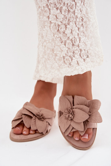 Chaussons plats pour femmes couleur sable avec motifs floraux Elzoria 2