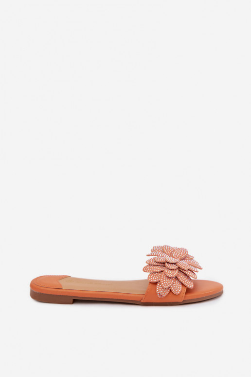 Chaussons Appartement pour femmes Avec décoration couleur orange Grelora