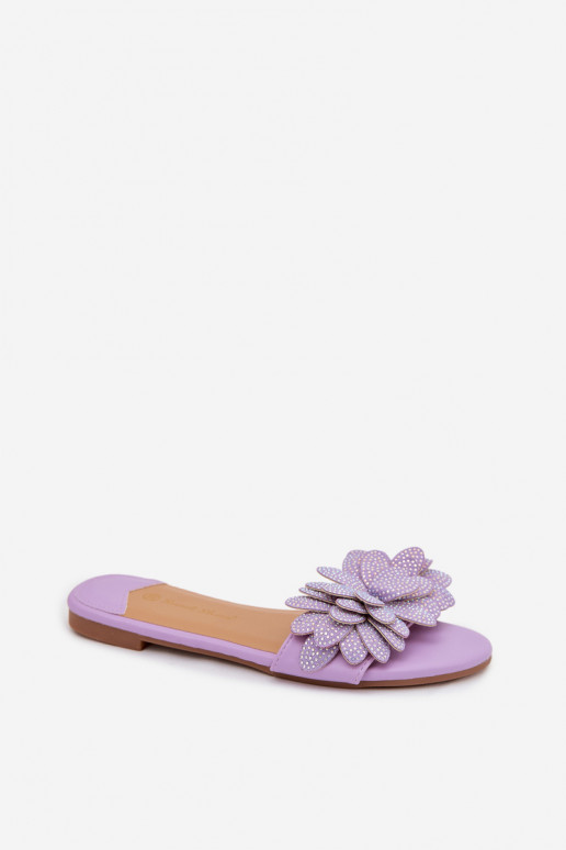Chaussons Appartement pour femmes Avec décoration Couleur violette Grelora