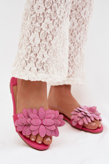 Chaussons pour femmes couleur rose avec décoration Grelora