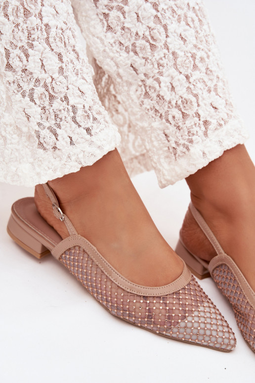 grille Ballerines avec un talon ouvert beige Pyvona
