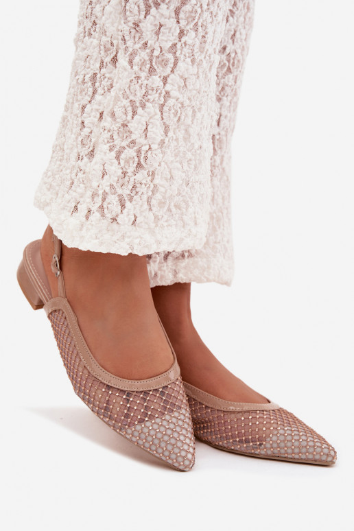 grille Ballerines avec un talon ouvert beige Pyvona