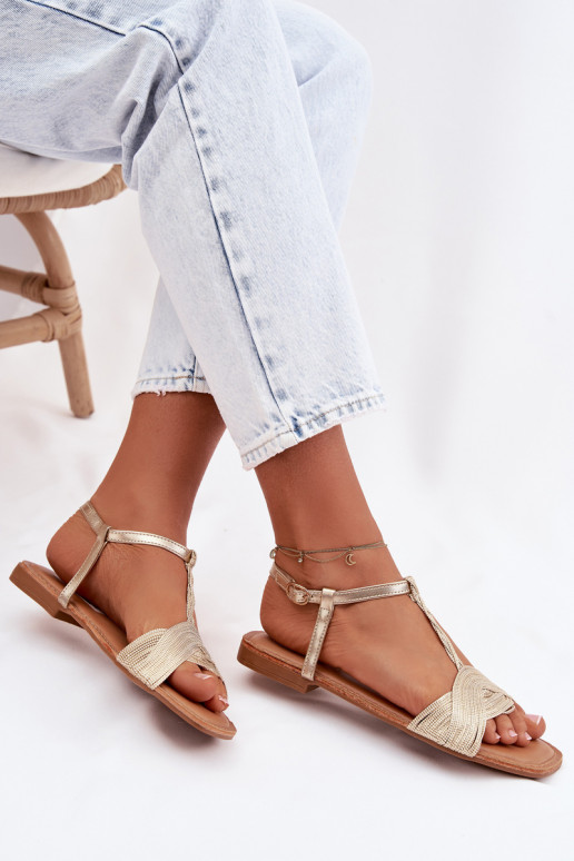 Sandales plates pour femmes couleur dorée Nexora