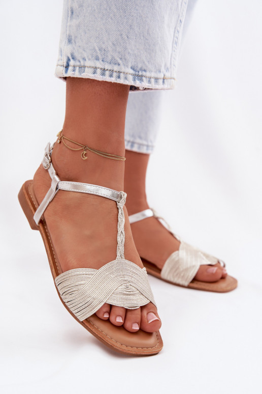 Sandales plates pour femmes couleur argent Nexora