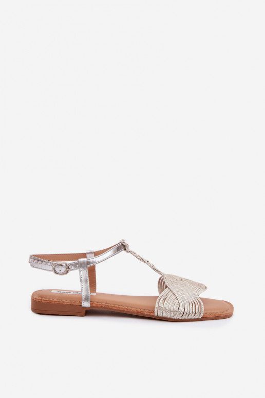 Sandales plates pour femmes couleur argent Nexora