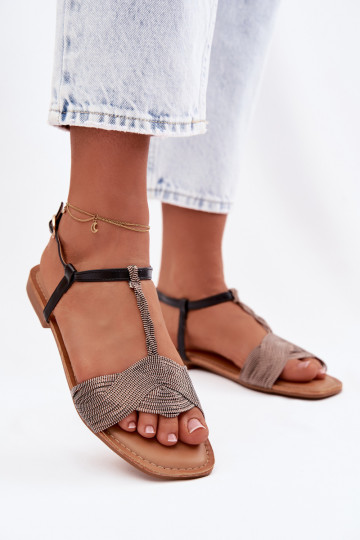 Sandales plates pour femmes couleur noire Nexora 2