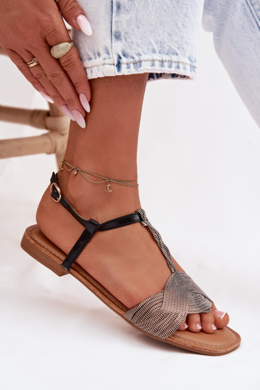 Sandales plates pour femmes couleur noire Nexora