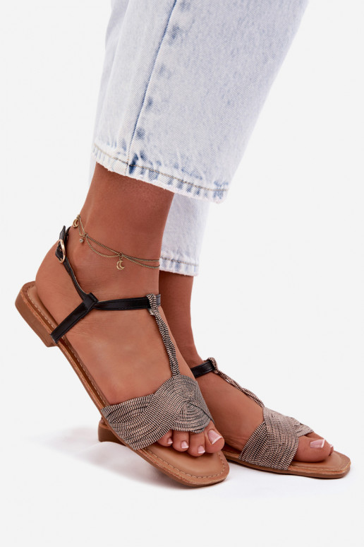 Sandales plates pour femmes couleur noire Nexora