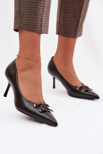 chaussures à talons hauts Chaussures avec des ornements Eko Peau couleur noire Fivara 2