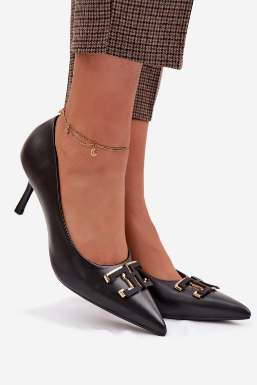 chaussures à talons hauts Chaussures avec des ornements Eko Peau couleur noire Fivara