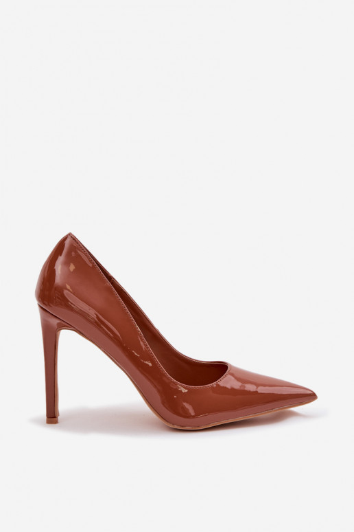 avec effet vernis chaussures à talons hauts en cuir écologique marron Jonira