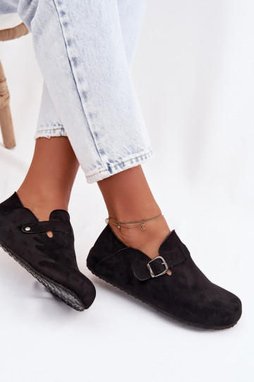 Chaussures en simili cuir pour femmes avec boucles noires Ismora