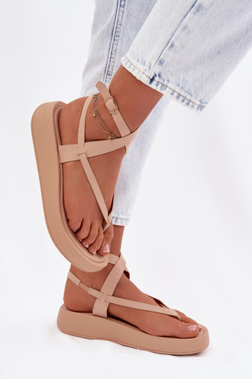 Sandales couleur sable pour femmes à enfiler avec plateforme Gelira