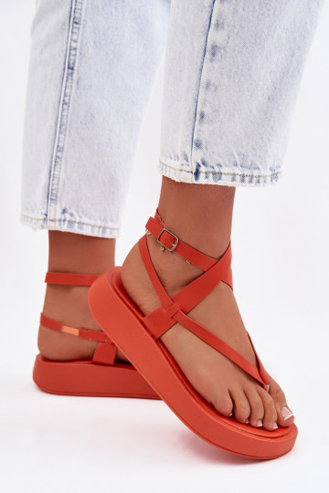 Sandales orange pour femmes à enfiler avec plateforme Gelira
