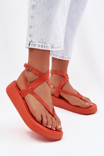 Sandales orange pour femmes à enfiler avec plateforme Gelira 2