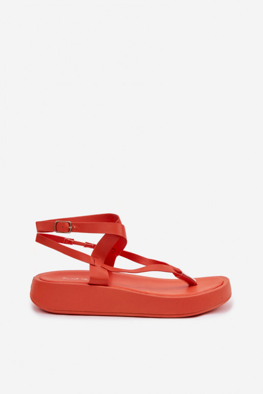 tongs Féminin avec une plateforme couleur orange Gelira