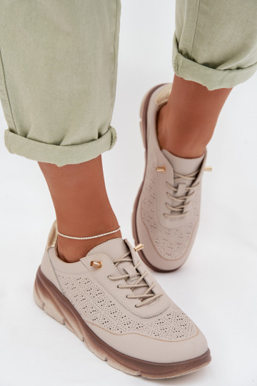 Baskets sportives en cuir pour femmes avec éléments ajourés Sergio Leone SP-002 gris 2