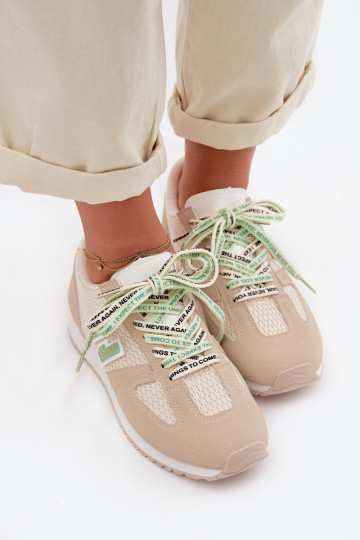 Baskets femme avec lacets décoratifs couleur sable Henira