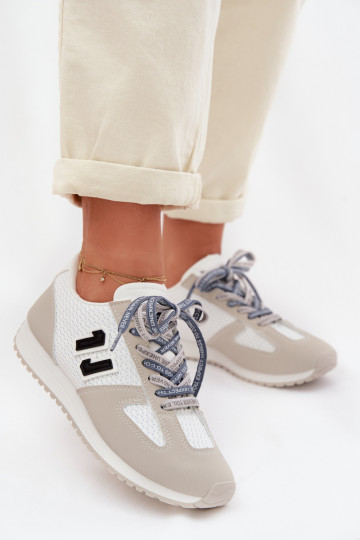 Chaussures modèle baskets Féminin Avec des décorations Laçagem couleur grise Henira 2