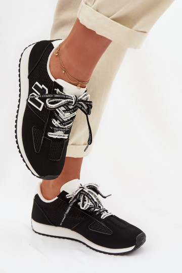 Baskets femme avec lacets décoratifs couleur noire Henira