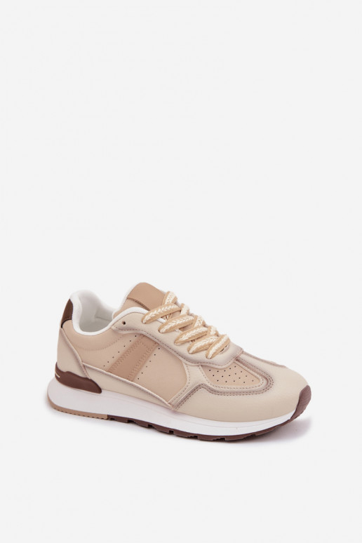 Chaussures modèle baskets Féminin en cuir écologique beige Kelira