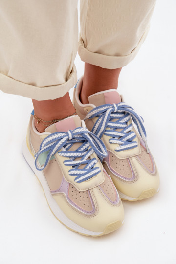 Chaussures modèle baskets Féminin en cuir écologique couleur jaune Kelira