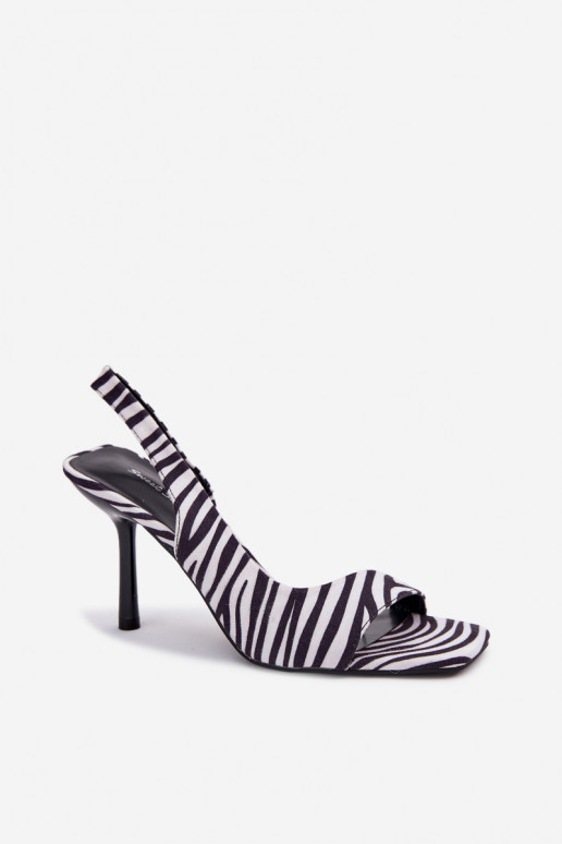 Sandales pour femmes avec des talons finsen daim écologiqueu Zebra Calvoria