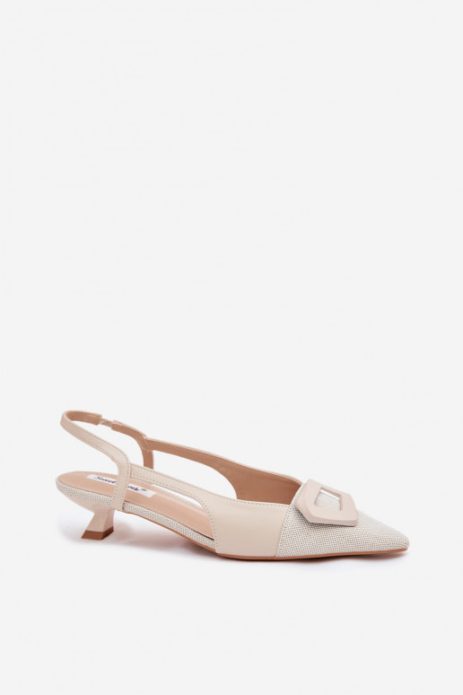 Sandales pour femmes Sur un talon bas Avec des décorations Detalem beige Camira