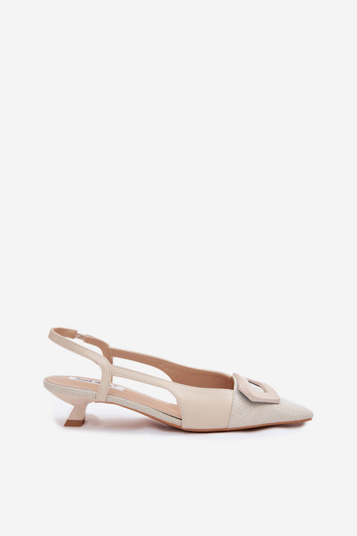 Sandales pour femmes Sur un talon bas Avec des décorations Detalem beige Camira