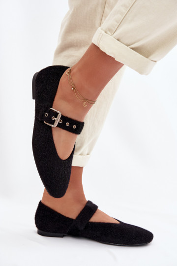 Ballerines femme avec lanières couleur noire Pamira