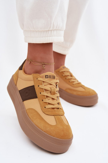 Chaussures de sport femme en daim Big Star TT274166 style décontracté couleur jaune 2