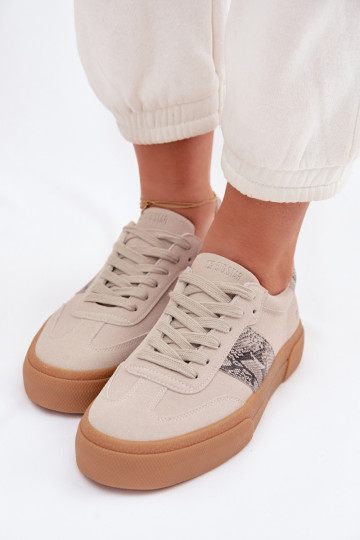 Chaussures de sport femme avec imitation cuir de serpent Big Star TT274299 style décontracté couleur grise