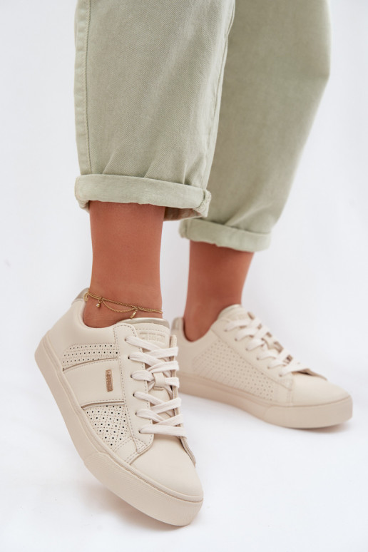 Chaussures modèle baskets Féminin avec des éléments ajourés Big Star TT274292 beige