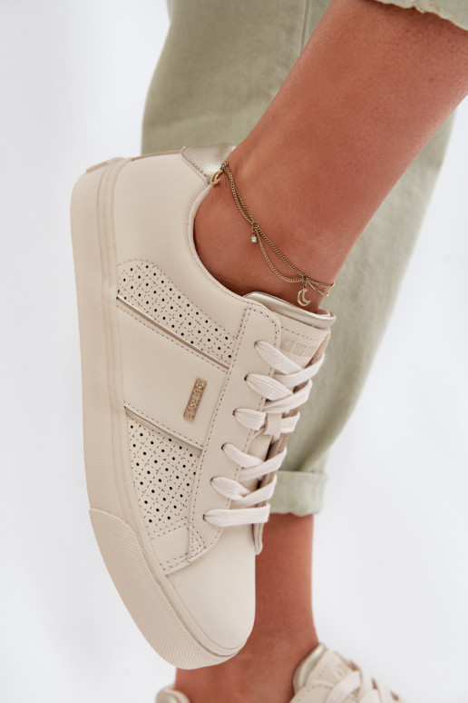 Chaussures modèle baskets Féminin avec des éléments ajourés Big Star TT274292 beige