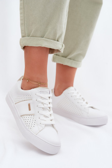 Baskets de sport pour femmes avec éléments ajourés Big Star TT274291 couleur blanche