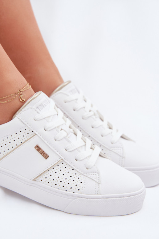 Chaussures modèle baskets Féminin avec des éléments ajourés Big Star TT274291 couleur blanche