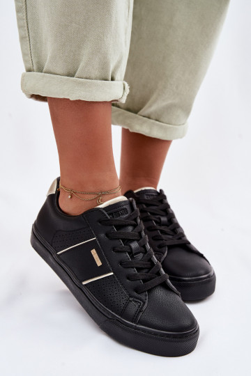 Baskets de sport pour femmes avec éléments ajourés Big Star TT274290 couleur noire